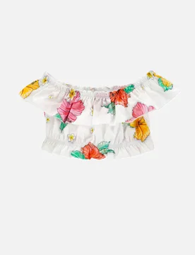 Top a tema floreale bambina bianco - Monnalisa - FashionsVida