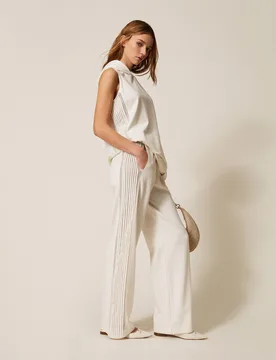 Pantalon en crêpe de Chine recyclé - TWINSET - FashionsVida