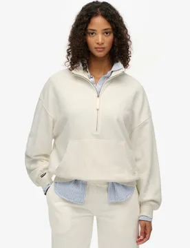 Superdry Damen Baumwolle Studios Sweatshirt Mit Reißverschluss, Creme - Größe: 40 - 74.99 - FashionsVida