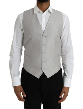 Mens Tailored Formal Vest - Light Grey - Size Eu 48 (Mens) - Dolce & Gabbana - FashionsVida