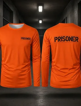Men's Orange Prisoner Long Sleeve T-Shirt Halloween Party Cosplay Outfit Autumn Fun Fashion Prison Print Round Neck Costume - Aliexpress - FashionsVida