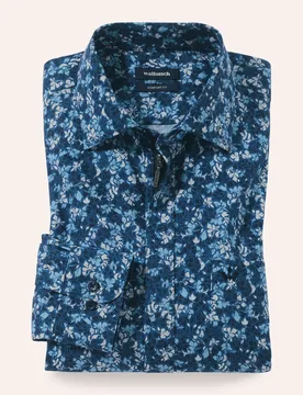 Extraglatt-Hemd Zip & Go, Comfort Fit, Farbe Blau, 49/50, reine Baumwolle bügelfrei Herren - Walbusch - FashionsVida