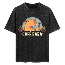 CafeBara - Cute Coffee Capybara T-Shirt Summer Print Short Sleeve Tee