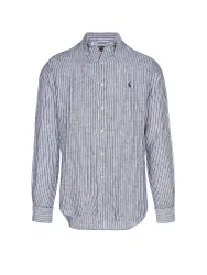 Camisa de lino Custom Fit azul oscuro XL