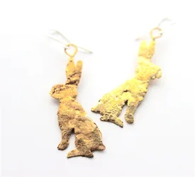 Brass Lobee Hare Earrings
