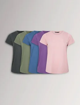 Women's 5 Pack Core T-Shirts Size: 20 - Multicolor - Size: 20 - Yours - FashionsVida