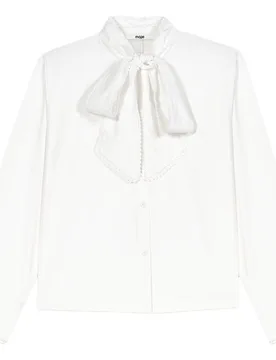 Camisa de mujer 100% algodón con lazo lavallière desmontable - Maje - FashionsVida