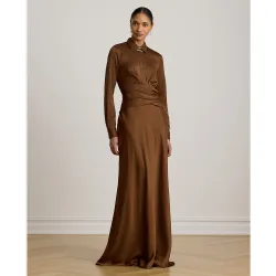 Vestido largo camisero satinado