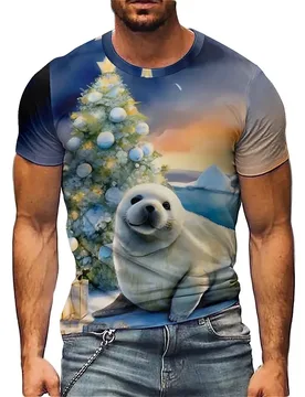 Holiday Costume Retro Y2K Men's 3D Printed Short-Sleeve T-Shirt - Worker Crew Neck Top - Aliexpress - FashionsVida