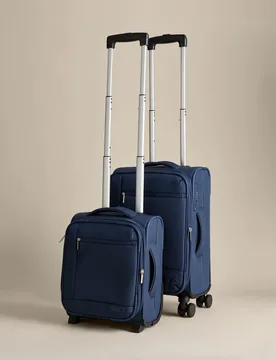 Set of 2 Seville 4 Wheel Soft Suitcases Navy - M&S - FashionsVida