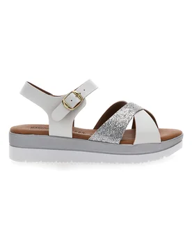 Sandali Bianchi e Argento con Fasce Incrociate 8 39 - PRIMA RIGA - FashionsVida
