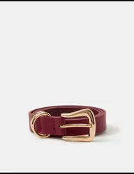Faux Leather Western Buckle Belt Red female