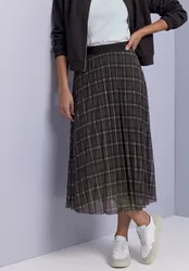 Midi Plisséerock mit Karomuster female Braun