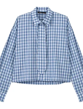 Camisa de mujer de cuadros con strass y corbata desmontable - Maje - FashionsVida