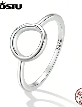 Pieza Anillo de dedo apilable de plata de ley 925 con diseño geométrico hueco de círculos entrelazados, minimalista, joyería para uso diario de mu - Shein - FashionsVida