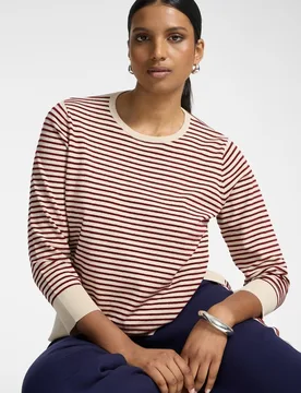 Jersey de mujer de rayas mezcla de viscosa ajuste regular largo medio - Elena Miró - FashionsVida