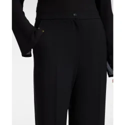 Pantalones de mujer chinos en punto milano mezcla viscosa ajuste regular cierre con botón y cremallera