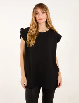 Frill Top - S/M / BLACK - female - Blue Vanilla - FashionsVida