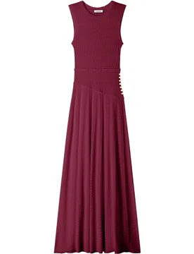 Vestido largo acampanado de punto pointelle sin mangas - sandro - FashionsVida