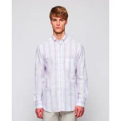 Camisa de hombre casual manga larga cuadros