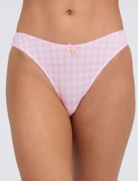 Sabrina Checked Thong Pink Mix female - Boux Avenue - FashionsVida