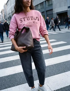 Street One Loose Fit Sweatshirt mit Folien-Wording female Rosa - Street One Studio - FashionsVida