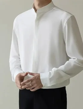 Autumn KPOP Fashion Style Harajuku Slim Fit Ropa Hombre Loose Casual All Match Stand Collar Shirt Solid Button Long Sleeve Blusa - Aliexpress - FashionsVida