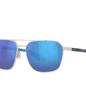 Wader Mirrored Polarized Sunglasses Brushed Silver Blue Mirror 580G/CAT3 Women - Costa - FashionsVida