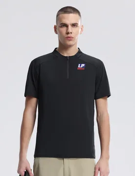 LP SUPPORT logo Summer quick-drying t-shirt for men - V-neck with half-zip, men's fitness clothes, loose and casual, for runni - Aliexpress - FashionsVida
