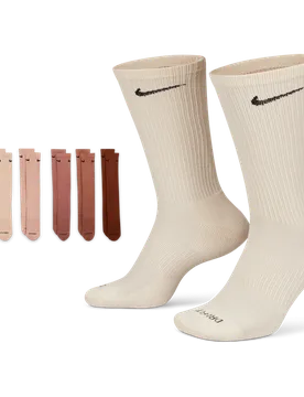 Everyday Cushioned Crew 6 Pack Unisex Socks - Beige - Size - Beige - Size: 8 - 11 - Nike - FashionsVida