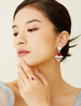 Designer Collection Fashion Style Stud Earrings Women Lady Inlay Drop-shaped Cubic Zircon Synthetic Ruby Tassels Eardrop - Aliexpress - FashionsVida