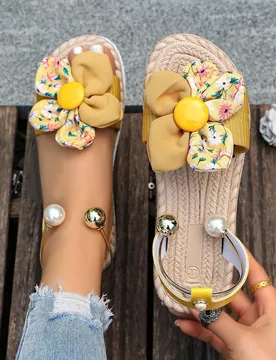 Sandalias tipo slip-on para mujer, estilo hada dulce, florales, ligeras y a la moda, nuevas para verano, versátiles para playa y vacaciones junto al - Shein - FashionsVida