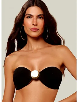 Top de bikini bandeau liso con relleno - Karla Vivian - FashionsVida