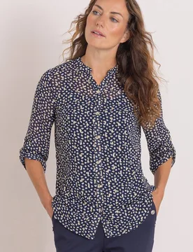 Women's Printed Shimmer Blouse in Navy Size: 20 - Navy - Size: 20 - Anna Rose - FashionsVida