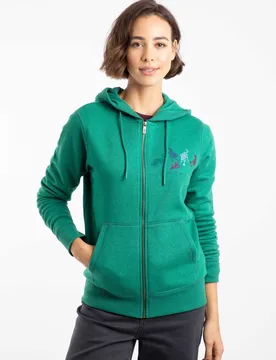 Women's Franchises Graphic Full Zip Hoodie in Green Size: 8 - Green - Size: 8 - Weird Fish - FashionsVida