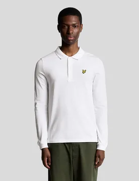 Men's Long Sleeve Cotton Polo Shirt in White - Lyle & Scott - FashionsVida