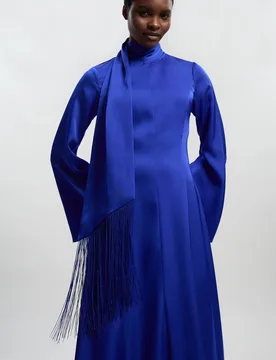 Women's Cowl Neck Drape Woven Maxi Dress in Cobalt Size: 6 - Cobalt - Size: 6 - Karen millen - FashionsVida