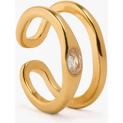 Anillo con circonita de acero inoxidable abierto