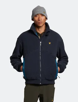Mens Reversible Recycled Shearling Jacket - Navy - Size Medium - Lyle & Scott - FashionsVida