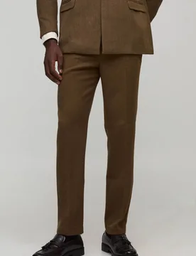 Herren Gerade geschnittene Hose in Woll-Optik Mocha Größe 28 - boohooMAN - FashionsVida