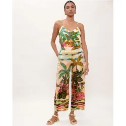 Pantalón ancho de mujer con estampado