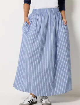 Women's Petite Stripe Maxi Skirt in Blue Size: 14 - Blue - Size: 14 - PixieGirl - FashionsVida