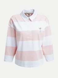 BOXY CROPPED POLO T-SHIRT BLOCKSTRI Rosa M