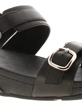 Womens Flip Flops Lulu Adjustable Slider Leather Slip On Black - Size Uk 4.5 - Fitflop - FashionsVida