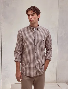 Camisa de sport villela cuadros fondo beige - Dustin - FashionsVida