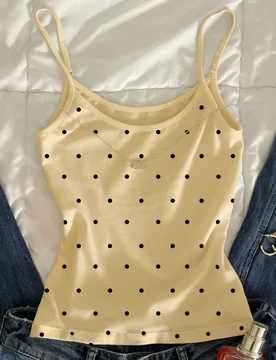 Top ajustado sin mangas con estampado de lunares para el verano XL - Shein - FashionsVida