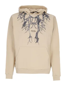 Felpa Leggera Cappuccio Uomo Lightning Hoodie Beige/black - PHOBIA - FashionsVida