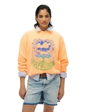 Sweat-shirt Psych Surf Loose Pop Orange S - Superdry - FashionsVida