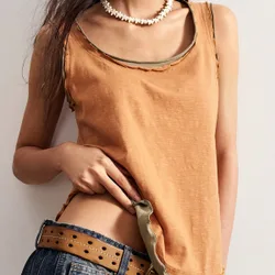 Blusa sin mangas de talla grande de ajuste holgado con contraste de color 1XL