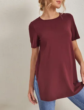 Maternidad camiseta unicolor con abertura lateral S - Shein - FashionsVida
